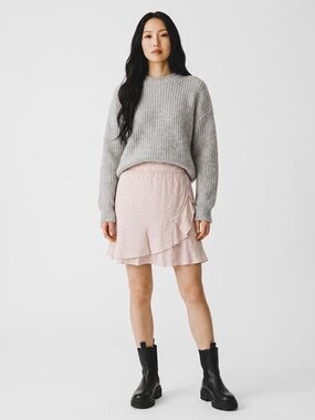 Sim & Sam Light Pink Gray Leopard Print Ruffle Skirt NWT